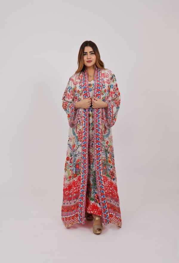 THE FLORAL TASSEL REVERIE KIMONO SET WITH LONG INNER AND STOLE