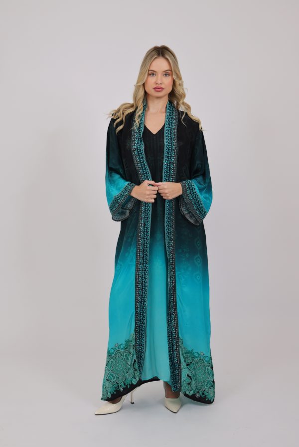 OCEAN ELAN OMBRE KIMONO SET WITH LONG INNER AND STOLE