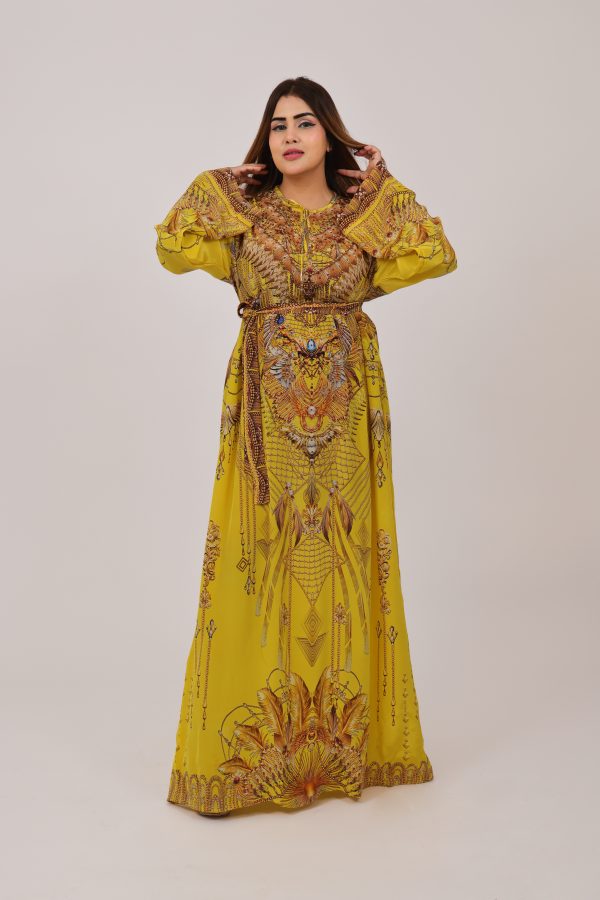 VELORA GOLD BELTED MAXI DRESS WITH BELT