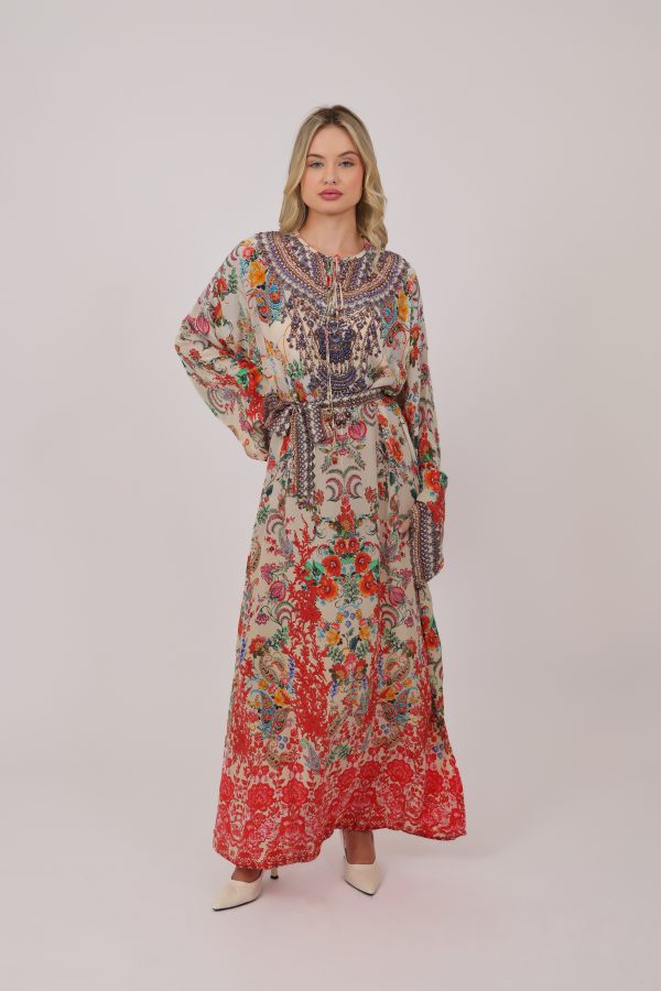 THE AURELIA CORAL BELTED MAXI DRESS WITH BELT